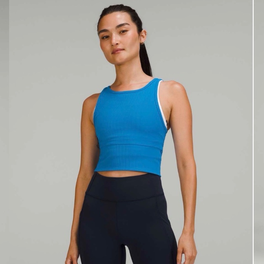 Lululemon Power Pivot Ribbed Reversible Tank Poolside Blue Size 12 NWT Sold Out
